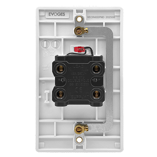 Picture of Vector 1 Gang 45A Double Pole Switch/Neon Double Plate White 