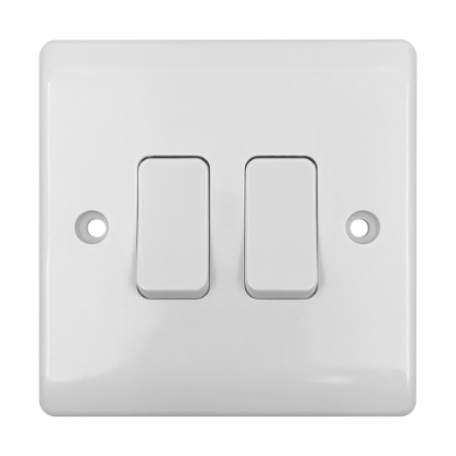Picture of Vector 2 Gang 2 Way 10AX Single Pole Switch White