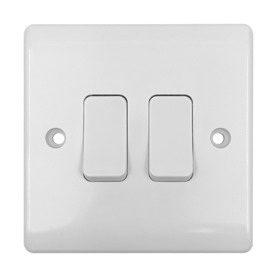 Picture of Vector 2 Gang 2 Way 10AX Single Pole Switch White
