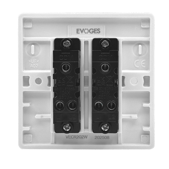 Picture of Vector 2 Gang 2 Way 10AX Single Pole Switch White