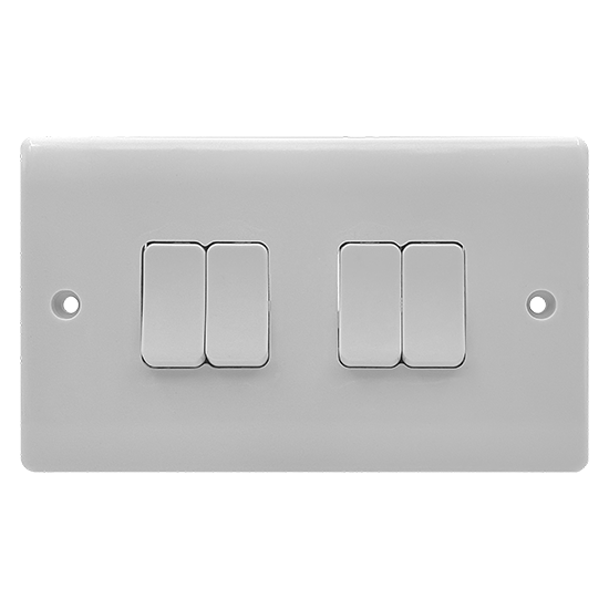 Picture of Vector 4 Gang 2 Way 10AX Single Pole Switch White