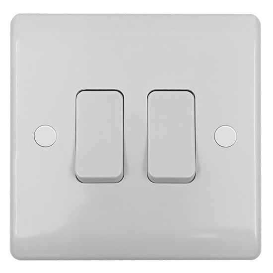Picture of Vector 2 Gang 2 Way 10AX Single Pole Switch White
