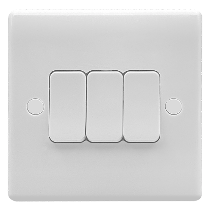 Picture of Vector 3 Gang 2 Way 10AX Single Pole Switch White