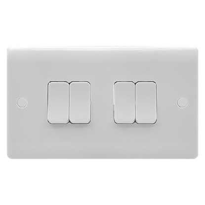 Picture of Vector 4 Gang 2 Way 10AX Single Pole Switch White