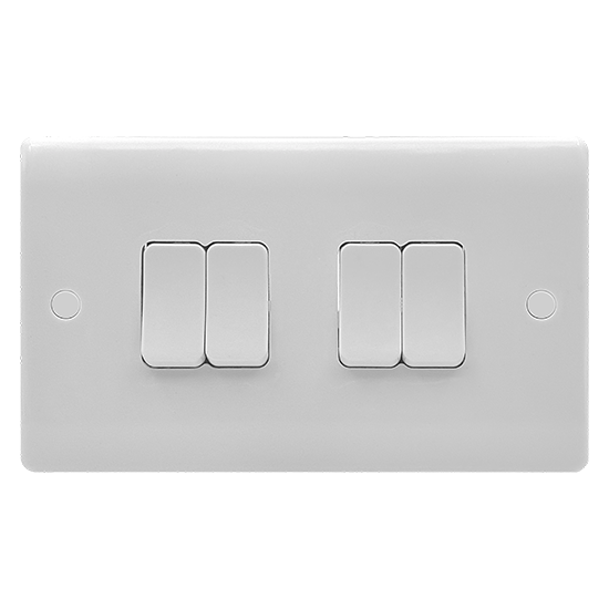 Picture of Vector 4 Gang 2 Way 10AX Single Pole Switch White