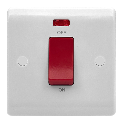 Picture of Vector 1 Gang 45A Double Pole Switch with Neon Single Plate White