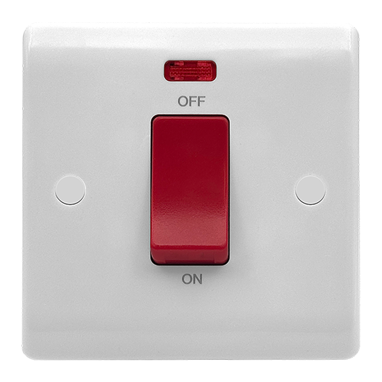 Picture of Vector 1 Gang 45A Double Pole Switch with Neon Single Plate White