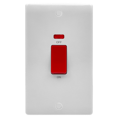 Picture of Vector 1 Gang 45A Double Pole Switch/Neon Double Plate White 