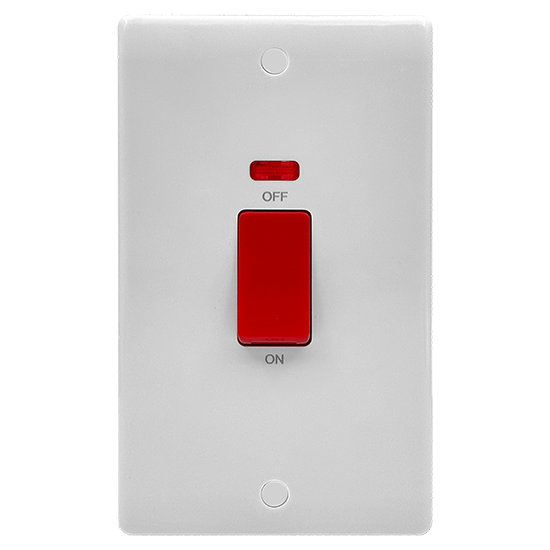 Picture of Vector 1 Gang 45A Double Pole Switch/Neon Double Plate White 