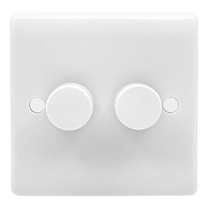 Picture of Vector 2 Gang 2 x 250W LED Push Dimmer Switch – White