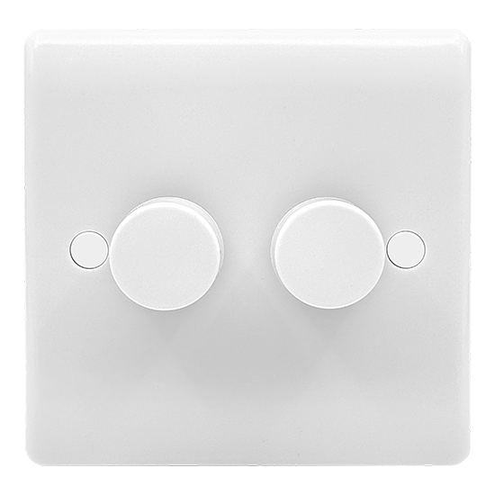 Picture of Vector 2 Gang 2 x 250W LED Push Dimmer Switch White