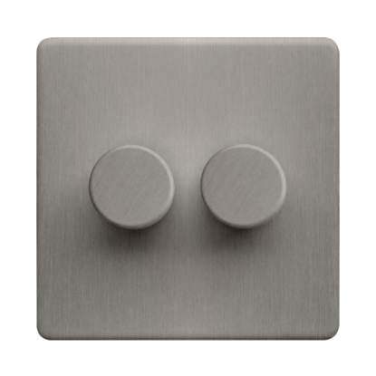 Picture of Terra 250VA 2 Gang Push Dimmer Switch Brushed Chrome