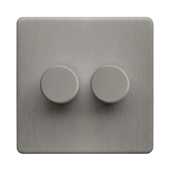 Picture of Terra 250VA 2 Gang Push Dimmer Switch Brushed Chrome