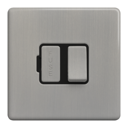 Picture of Terra 13A Switched Fused Connection Unit Brushed Chrome with Black Insert 