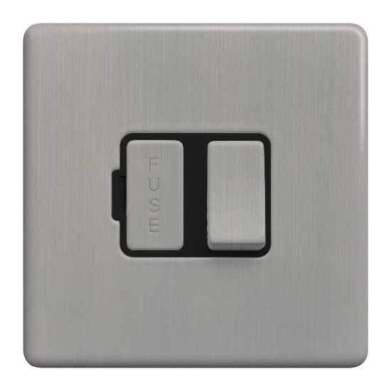 Picture of Terra 13A Switched Fused Connection Unit Brushed Chrome with Black Insert 