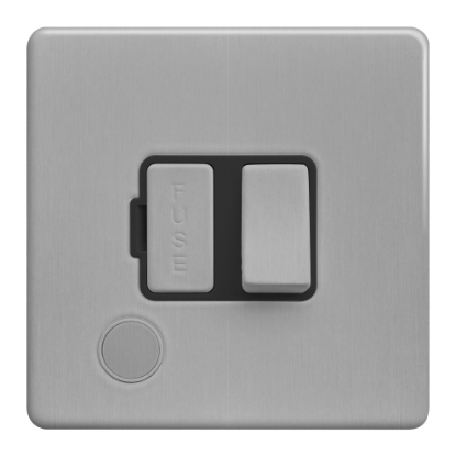 Picture of Terra 13A Switched Fused Connection Unit + Front Flex Outlet Brushed Chrome with Black Insert