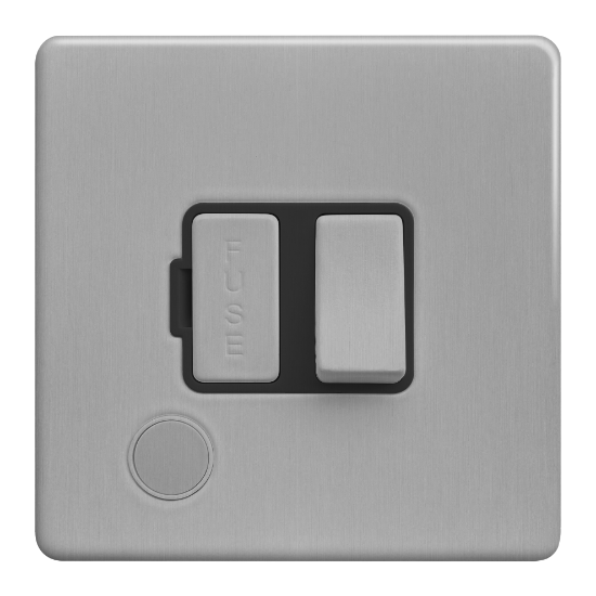 Picture of Terra 13A Switched Fused Connection Unit + Front Flex Outlet Brushed Chrome with Black Insert