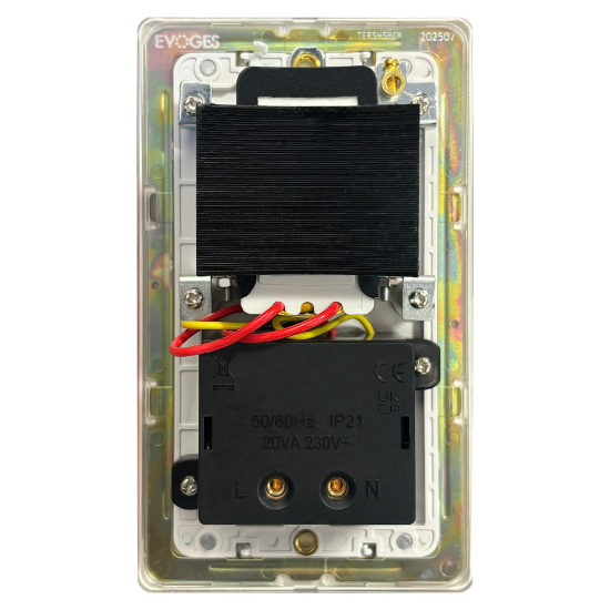 Picture of Terra Shaver Socket Dual 230V/115V Brushed Chrome with Black Insert 