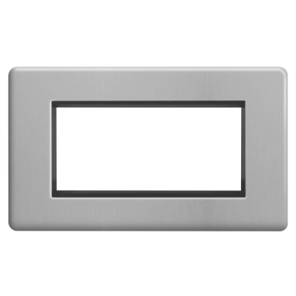 Picture of Terra 4 Gang 100x50mm Modular Faceplate Brushed Chrome