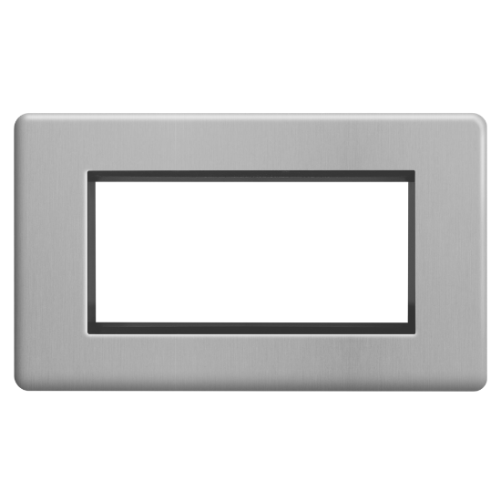 Picture of Terra 4 Gang 100x50mm Modular Faceplate Brushed Chrome