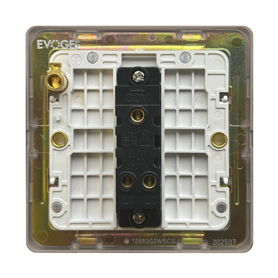 Picture of Terra 1 Gang 2 Way 10AX Single Pole Switch Brushed Chrome with Grey Insert 