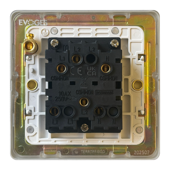 Picture of Terra 1 Gang 1 Way 3 Pole 10AX Fan Switch Brushed Chrome with Grey Insert