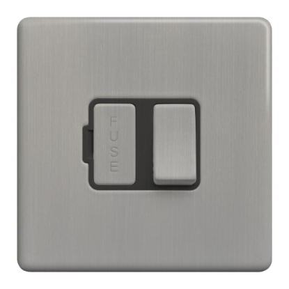 Picture of Terra 13A Switched Fused Connection Unit Brushed Chrome with Grey Insert 