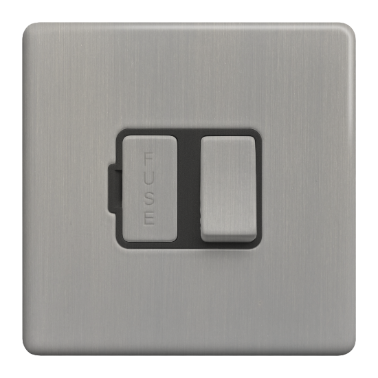 Picture of Terra 13A Switched Fused Connection Unit Brushed Chrome with Grey Insert 