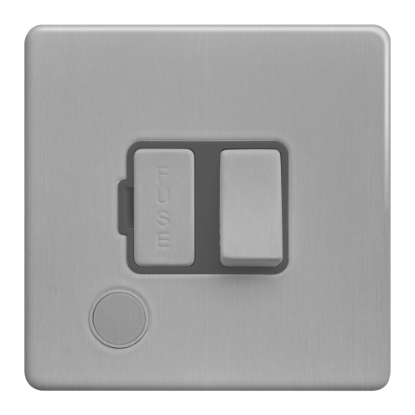 Picture of Terra 13A Switched Fused Connection Unit + Front Flex Outlet Brushed Chrome with Grey Insert