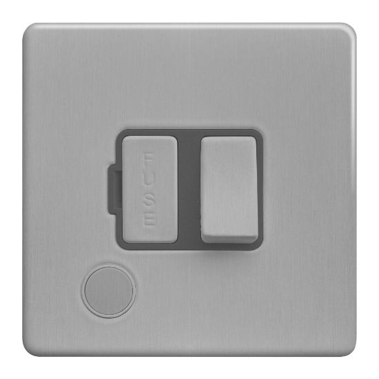 Picture of Terra 13A Switched Fused Connection Unit + Front Flex Outlet Brushed Chrome with Grey Insert