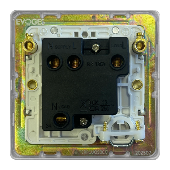 Picture of Terra 13A Switched Fused Connection Unit + Front Flex Outlet Brushed Chrome with Grey Insert