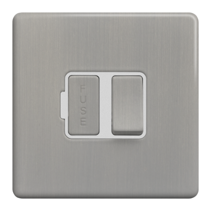 Picture of Terra 13A Switched Fused Connection Unit Brushed Chrome with White Insert