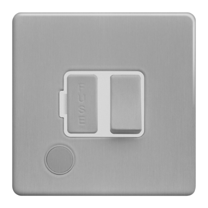 Picture of Terra 13A Switched Fused Connection Unit + Front Flex Outlet Brushed Chrome with White Insert 