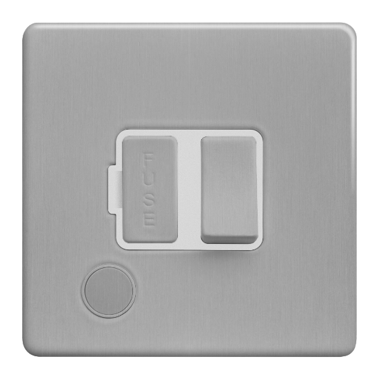 Picture of Terra 13A Switched Fused Connection Unit + Front Flex Outlet Brushed Chrome with White Insert 