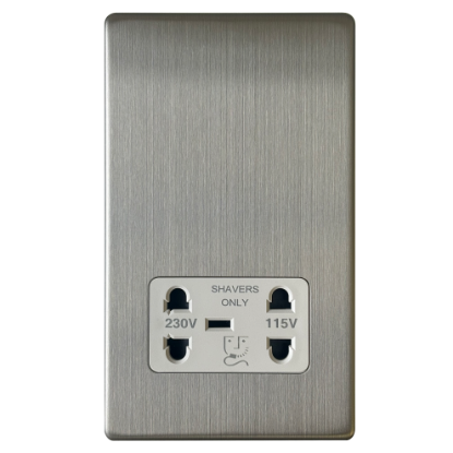 Picture of Terra Shaver Socket Dual 230V/115V Brushed Chrome with White Insert   
