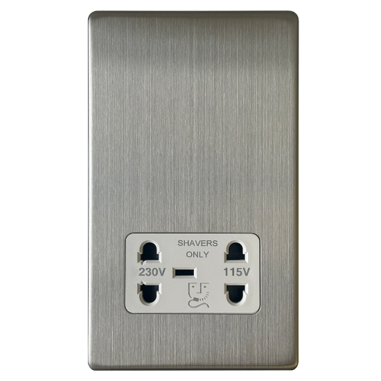 Picture of Terra Shaver Socket Dual 230V/115V Brushed Chrome with White Insert   