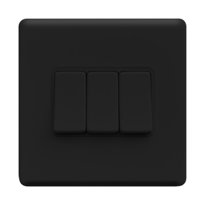 Picture of Terra 3 Gang 2 Way 10AX Single Pole Switch Matt Black