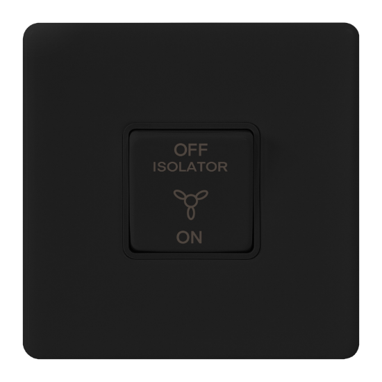 Picture of Terra 1 Gang 1 Way 3 Pole 10AX Fan Switch Matt Black