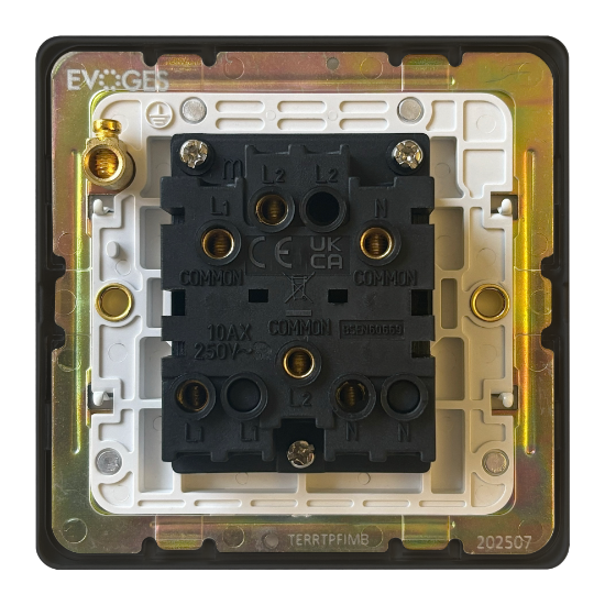 Picture of Terra 1 Gang 1 Way 3 Pole 10AX Fan Switch Matt Black