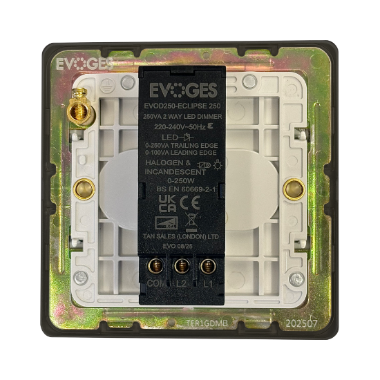 Picture of Terra 250VA 1 Gang Push Dimmer Switch Matt Black