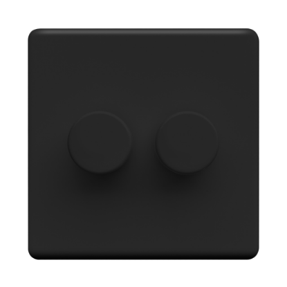 Picture of Terra 250VA 2 Gang Push Dimmer Switch Matt Black