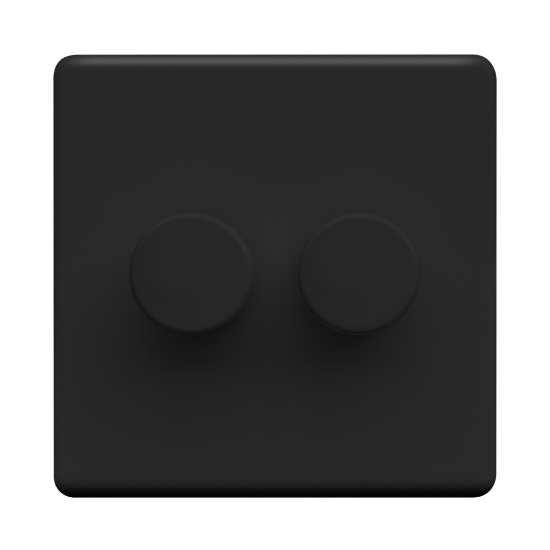 Picture of Terra 250VA 2 Gang Push Dimmer Switch Matt Black