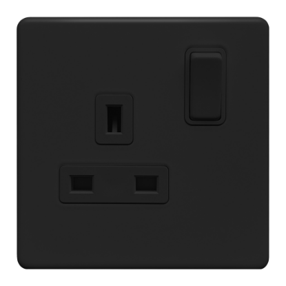Picture of Terra 13A 1 Gang Double Pole Switched Socket Matt Black