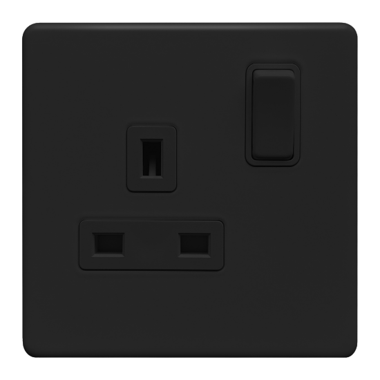 Picture of Terra 13A 1 Gang Double Pole Switched Socket Matt Black