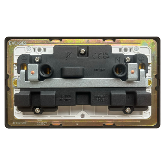 Picture of Terra 13A 2 Gang Double Pole Switched Socket Matt Black