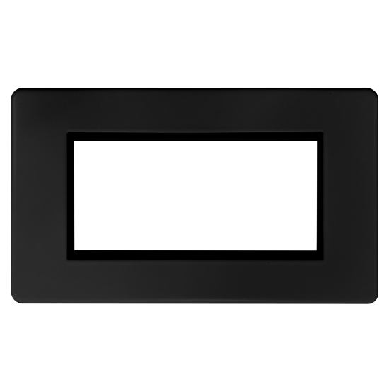 Picture of Terra 4 Gang 100x50mm Modular Faceplate Matt Black