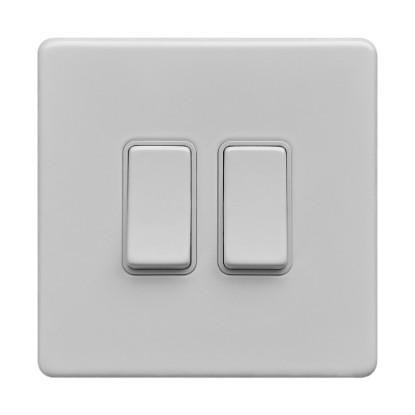 Picture of Terra 2 Gang 2 Way 10AX Single Pole Switch Matt White