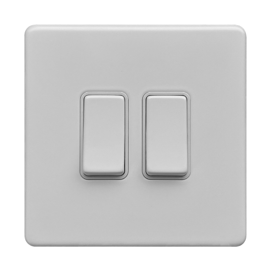 Picture of Terra 2 Gang 2 Way 10AX Single Pole Switch Matt White
