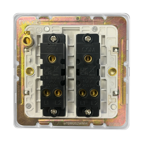 Picture of Terra 2 Gang 2 Way 10AX Single Pole Switch Matt White