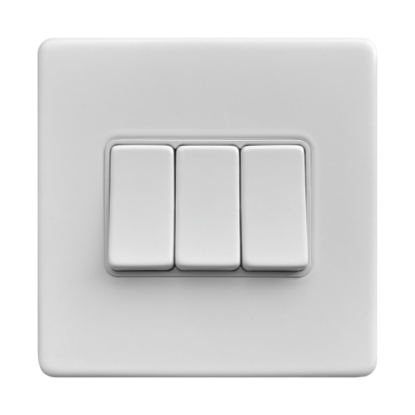 Picture of Terra 3 Gang 2 Way 10AX Single Pole Switch Matt White